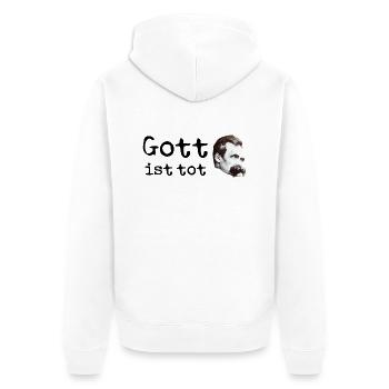 Friedrich Nietzsche Gott ist tot - Unisex Premium Bio Zip Hoodie - Weiß - Hinten - Thijin (182cm)