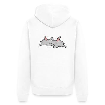 2 lapins amoureux - Veste à capuche bio Premium Unisexe - blanc - Dos - Thijin (182cm)