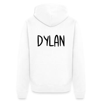 Dylan Custom Name Schriftart Text Geburtstag - Unisex Premium Bio Zip Hoodie - Weiß - Hinten - Thijin (182cm)