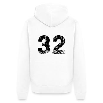 32 - Unisex Premium Bio Zip Hoodie - Weiß - Hinten - Thijin (182cm)