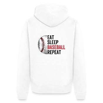 Essen Schlaf Baseball Wiederholung - Unisex Premium Bio Zip Hoodie - Weiß - Hinten - Thijin (182cm)