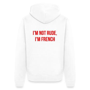 Ich bin nicht unfreundlich ich bin Franzose - Unisex Premium Bio Zip Hoodie - Weiß - Hinten - Thijin (182cm)