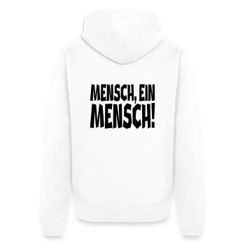 Ein Mensch - Unisex Premium Bio Zip Hoodie - Weiß - Hinten - Thijin (182cm)
