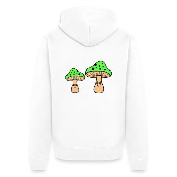 Hypnotic Mushrooms - Unisex Premium Organic Zip Hoodie - white - Back - Thijin (182cm)