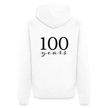 100 ans - Veste à capuche bio Premium Unisexe - blanc - Dos - Thijin (182cm)