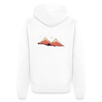 Berge mit Sternenhimmel Bergtour - Unisex Premium Bio Zip Hoodie - Weiß - Hinten - Thijin (182cm)