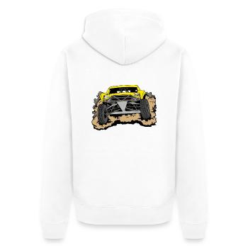 Wüstenjeep yellow - Unisex Premium Bio Zip Hoodie - Weiß - Hinten - Thijin (182cm)