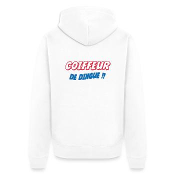 COIFFEUR de dingue !!! - Veste à capuche bio Premium Unisexe - blanc - Dos - Thijin (182cm)