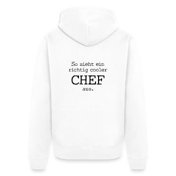 So sieht ein richtig cooler Chef aus. - Unisex Premium Bio Zip Hoodie - Weiß - Hinten - Thijin (182cm)