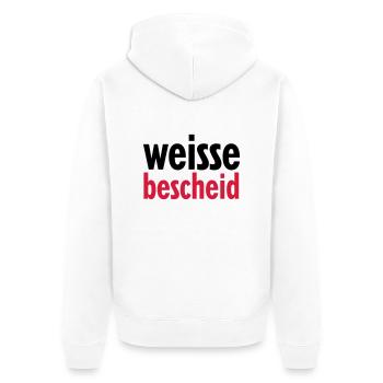 weissebescheid - Unisex Premium Bio Zip Hoodie - Weiß - Hinten - Thijin (182cm)