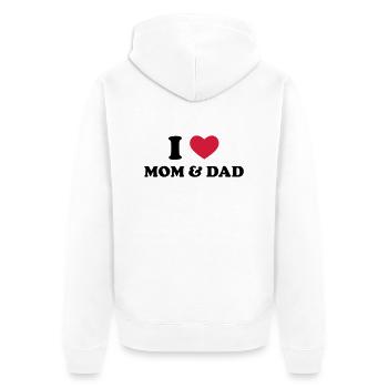 I Love Mom & Dad - Unisex Premium Bio Zip Hoodie - Weiß - Hinten - Thijin (182cm)