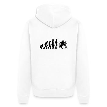 evolution_drummer_b_1c - Unisex Premium Bio Zip Hoodie - Weiß - Hinten - Thijin (182cm)