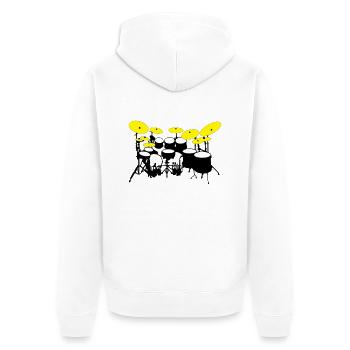 große Trommel-Kit - Unisex Premium Bio Zip Hoodie - Weiß - Hinten - Thijin (182cm)