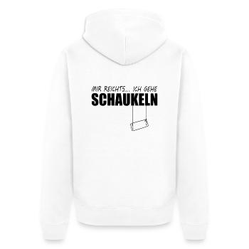 mir reicht es schaukel - Unisex Premium Bio Zip Hoodie - Weiß - Hinten - Thijin (182cm)