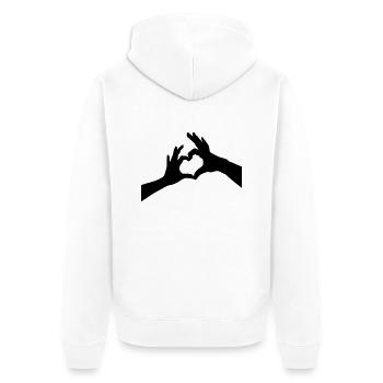 Fingerherz - Unisex Premium Bio Zip Hoodie - Weiß - Hinten - Thijin (182cm)