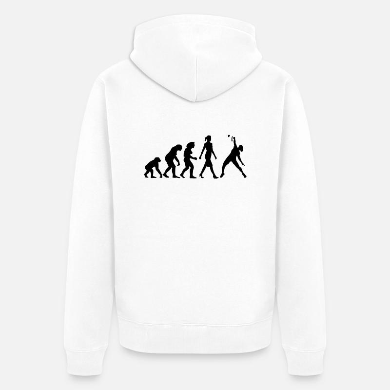 evolution_badminton_spielerin_b_1c - Unisex Premium Bio Zip Hoodie - Weiß