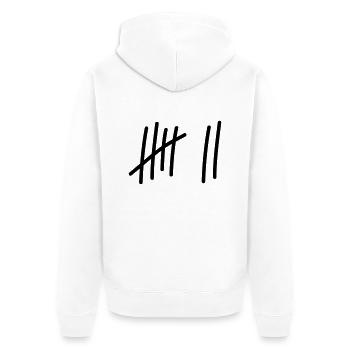 7 lines / / 7 times / / Birthday / / gift - Unisex Premium Organic Zip Hoodie - white - Back - Thijin (182cm)
