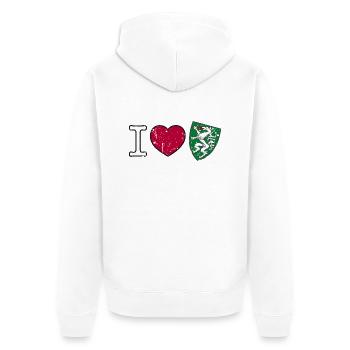 I love Steiermark Wappen Steirisch Geschenk - Unisex Premium Bio Zip Hoodie - Weiß - Hinten - Thijin (182cm)