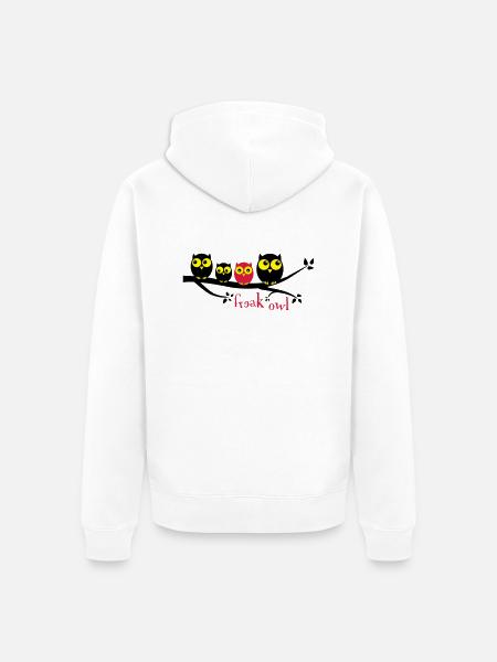 Freak Owl 3 Farbig - Unisex Premium Bio Zip Hoodie - Weiß