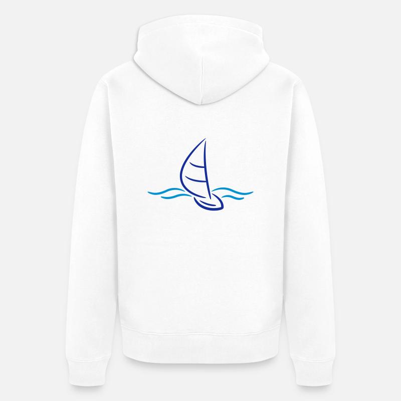Sailing Boad And Waves Logo - Veste à capuche bio Premium Unisexe - blanc