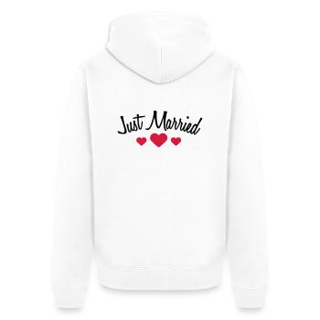 Just Married Hearts Logo Design - Unisex Premium Organic Zip Hoodie - white - Back - Thijin (182cm)