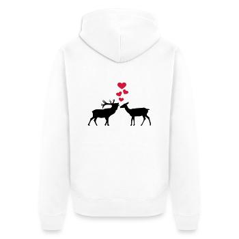 Hirsch - Unisex Premium Bio Zip Hoodie - Weiß - Hinten - Thijin (182cm)