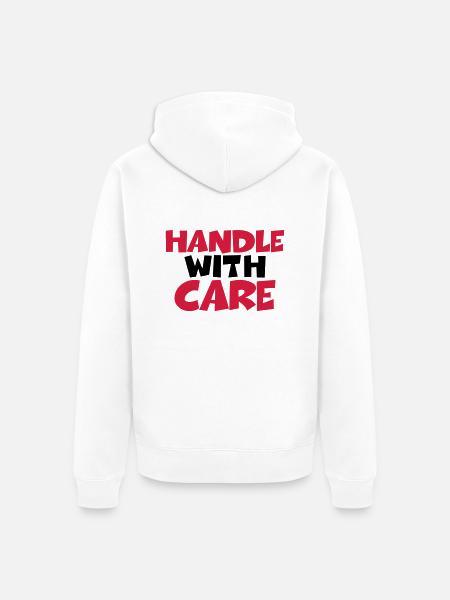 Handle with care - Unisex Premium Organic Zip Hoodie - white