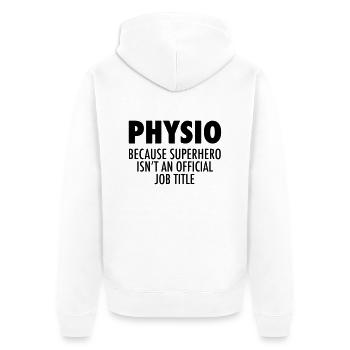 Physio - Superhero - Unisex Premium Bio Zip Hoodie - Weiß - Hinten - Thijin (182cm)