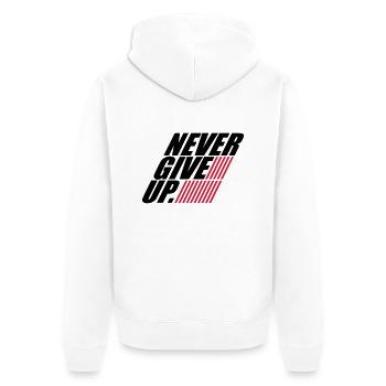 rayures design ne jamais abandonner logo ne jamais abandonner - Veste à capuche bio Premium Unisexe - blanc - Dos - Thijin (182cm)