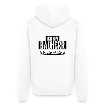 ich bin bauherr - Unisex Premium Bio Zip Hoodie - Weiß - Hinten - Thijin (182cm)
