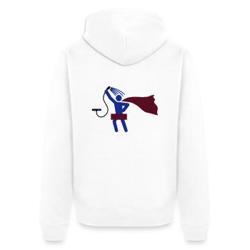 duschen HEH 3 farb vektor - Unisex Premium Bio Zip Hoodie - Weiß - Hinten - Thijin (182cm)