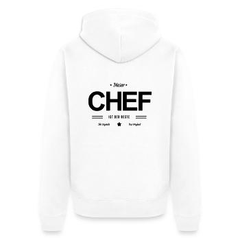 Bester Chef - Unisex Premium Bio Zip Hoodie - Weiß - Hinten - Thijin (182cm)