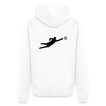 Fußball - Torwart - Unisex Premium Bio Zip Hoodie - Weiß - Hinten - Thijin (182cm)