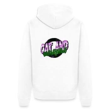 Pet Cat Cat Face Hoodies and Sweatshirts - Unisex Premium Organic Zip Hoodie - white - Back - Thijin (182cm)