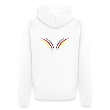 krallen germany - Unisex Premium Bio Zip Hoodie - Weiß - Hinten - Thijin (182cm)