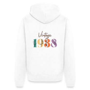Jahrgang 1938 Blumen - Unisex Premium Bio Zip Hoodie - Weiß - Hinten - Thijin (182cm)