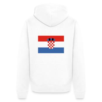 croatia - Unisex Premium Organic Zip Hoodie - white - Back - Thijin (182cm)