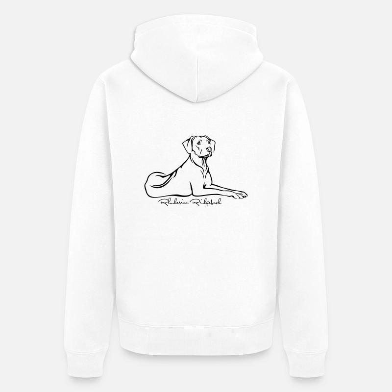 Rhodesian Ridgeback liegend mit Ridge - Unisex Premium Bio Zip Hoodie - Weiß