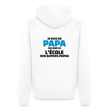 papa diplômé de l'école des supers papas - Veste à capuche bio Premium Unisexe - blanc - Dos - Thijin (182cm)