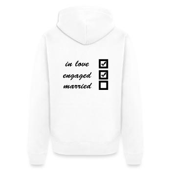 in love, engaged, married - Unisex Premium Bio Zip Hoodie - Weiß - Hinten - Thijin (182cm)