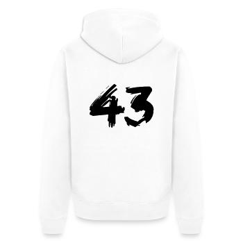 Brushed 43 - Unisex Premium Bio Zip Hoodie - Weiß - Hinten - Thijin (182cm)