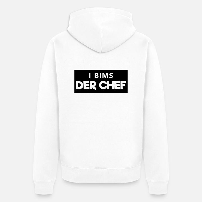 i bims der Chef - Unisex Premium Bio Zip Hoodie - Weiß
