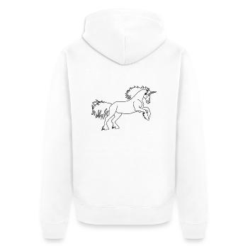DAS Einhorn - Unisex Premium Bio Zip Hoodie - Weiß - Hinten - Thijin (182cm)