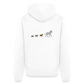 Chien, chat, coq, âne - Veste à capuche bio Premium Unisexe - blanc - Dos - Thijin (182cm)