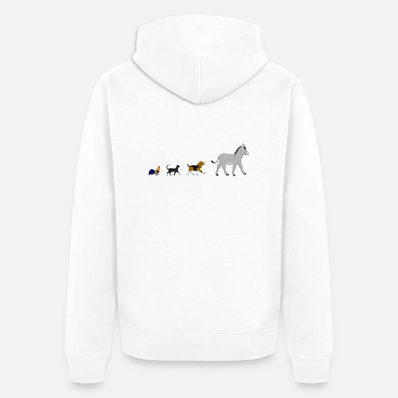 Chien, chat, coq, âne - Veste à capuche bio Premium Unisexe - blanc