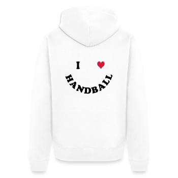 Handball - Unisex Premium Bio Zip Hoodie - Weiß - Hinten - Thijin (182cm)