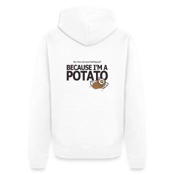 Hello Potato - Unisex Premium Organic Zip Hoodie - white - Back - Thijin (182cm)