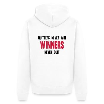 Quitters Never Win Winners Never Quit - Unisex Premium Bio Zip Hoodie - Weiß - Hinten - Thijin (182cm)