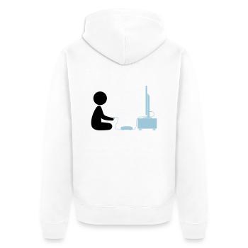 Ein Junge spielt mit seiner Spiele-Konsole - Unisex Premium Bio Zip Hoodie - Weiß - Hinten - Thijin (182cm)