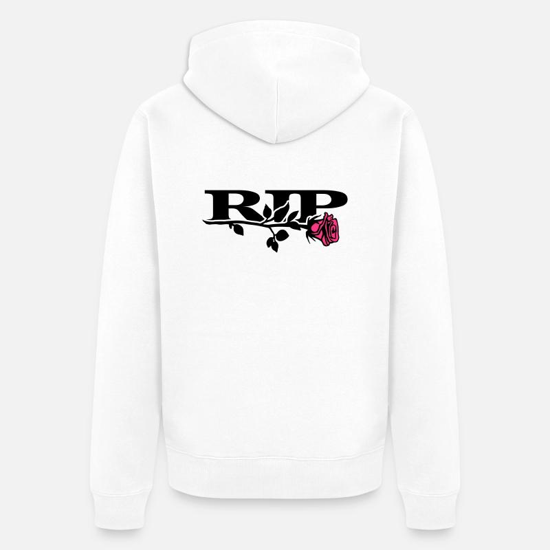 rip_mit_rose_2_2c - Unisex Premium Bio Zip Hoodie - Weiß